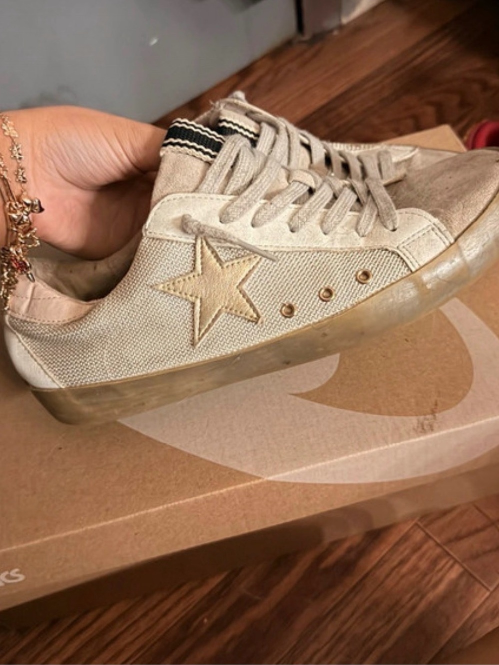 ShuShop Beige Star Accent Women's Sneakers